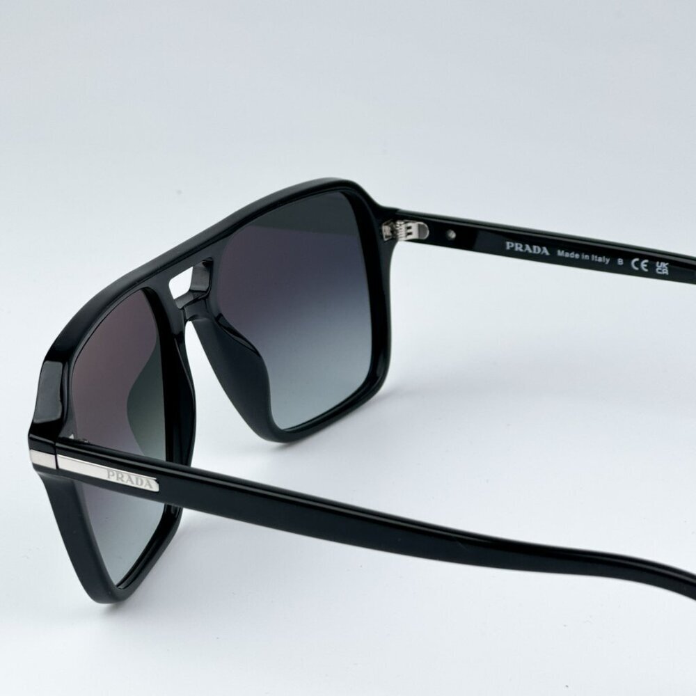 Prada PR20YS 1AB06T BRAND NEW Sunglasses Black Grey Unisex Pilot - Picture 9 of 10
